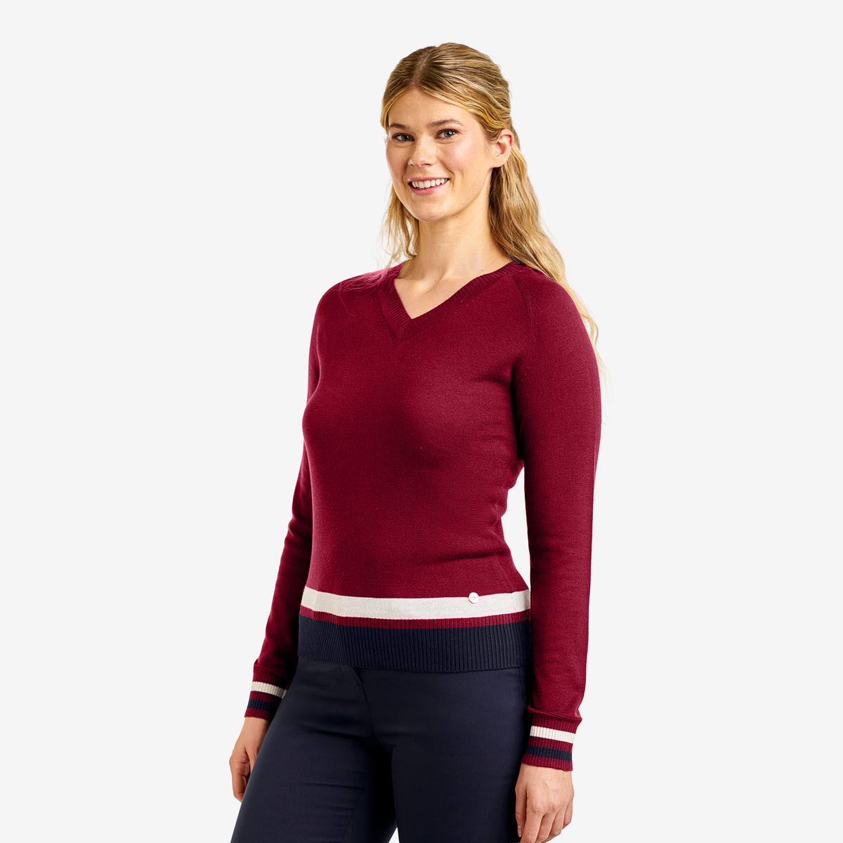 Sofia V-Neck Sweater Cherry