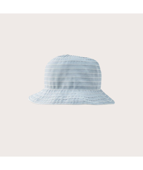 Brizo Ribbon Cloche Hat with Stripes Beige