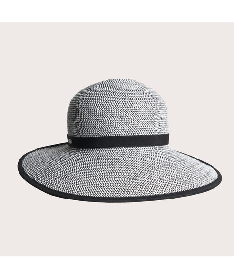 Audrey Cloche Hat In Straw Black Mix