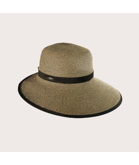 Audrey Cloche Hat In Straw Black Mix