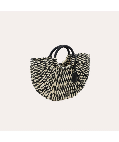 Baya Moon Bag In Paper Straw Natural Black