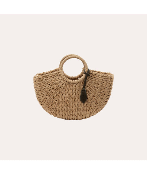 Baya Moon Bag In Paper Straw Natural Black