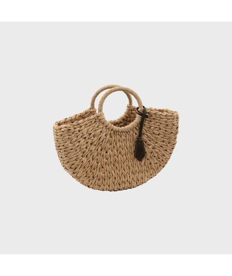Baya Moon Bag In Paper Straw Natural Black