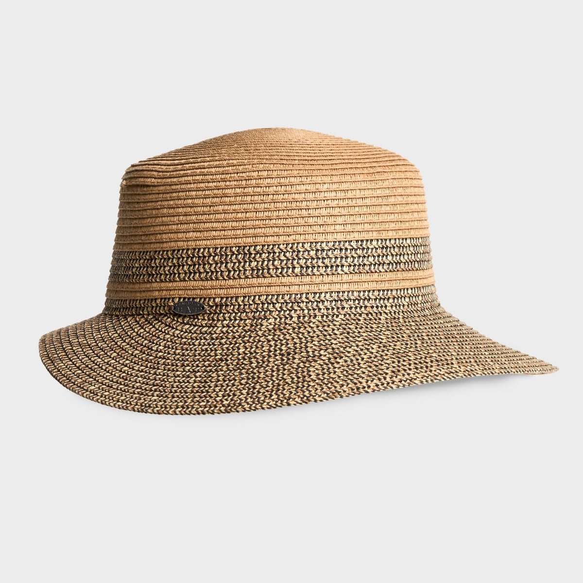 Caylee Casquette Large Bicolore avec un detail en paille noir