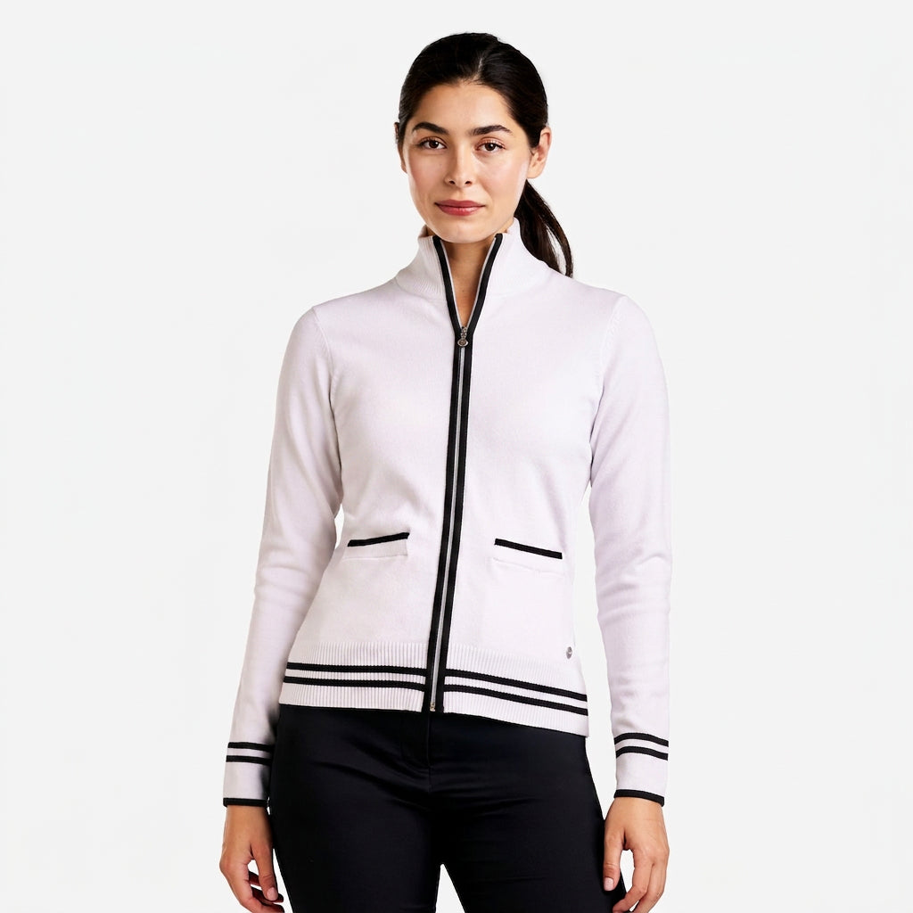 Scarlet Zip Cardigan White