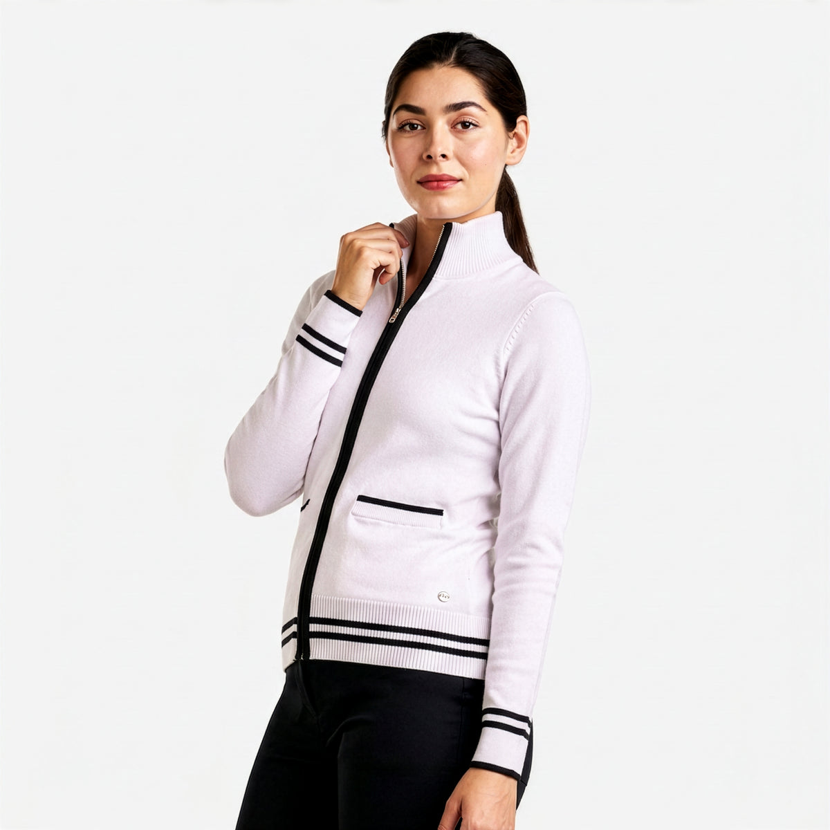 Scarlet Zip Cardigan White