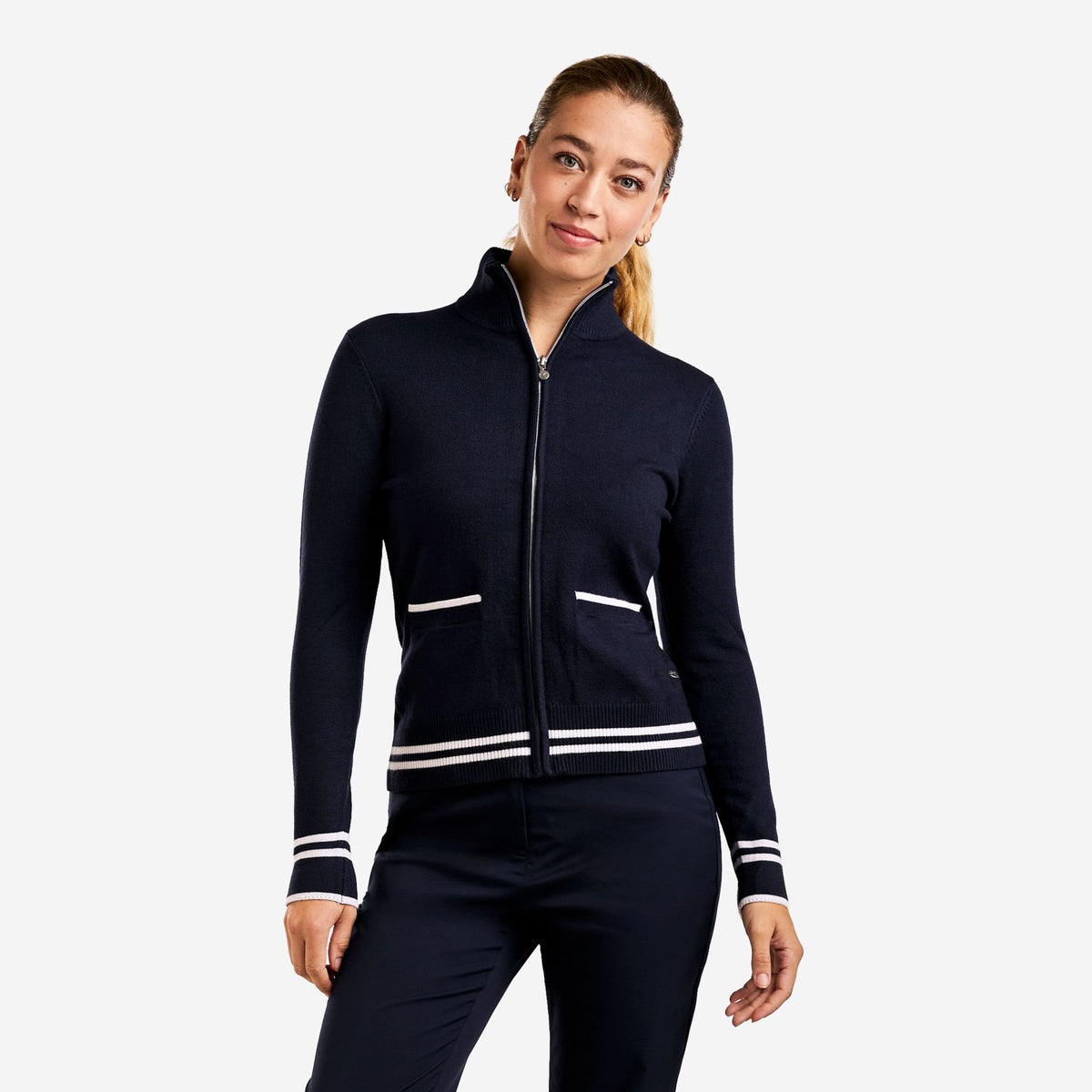 Scarlet Zip Cardigan Navy