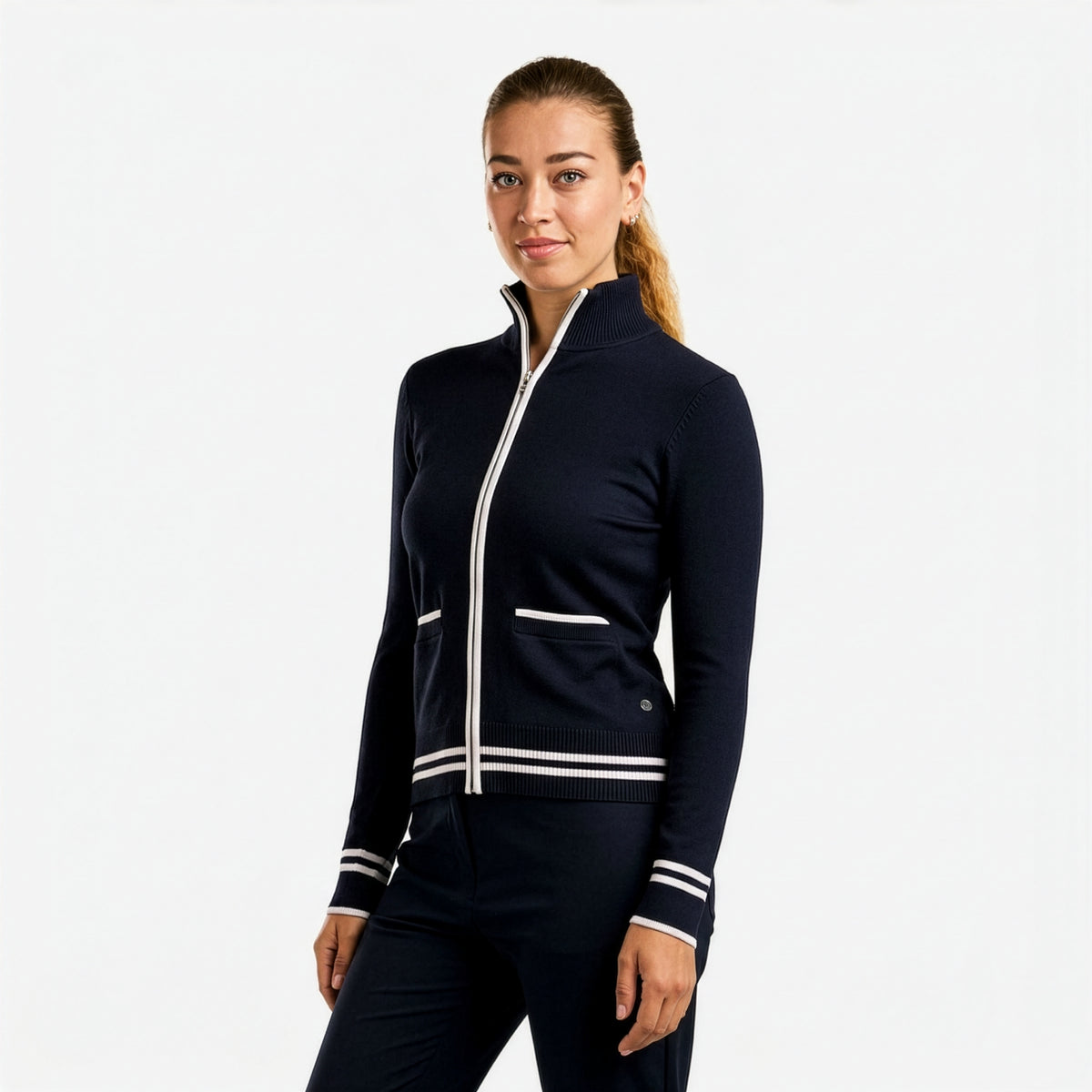 Scarlet Zip Cardigan Navy
