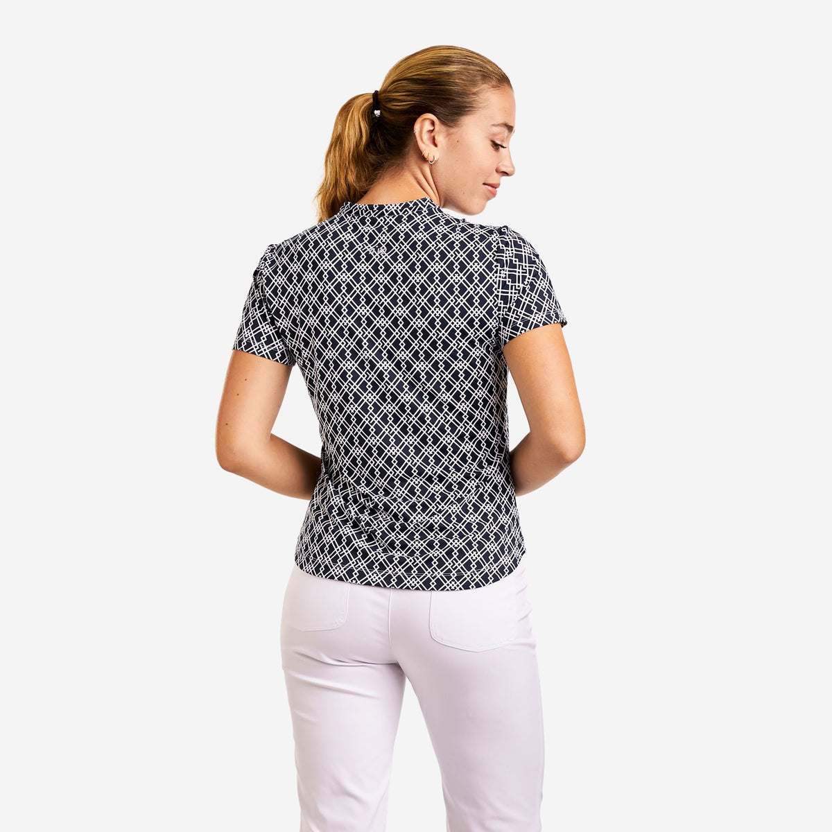 Lynda Haut à col montant Bleu Marine Blanc