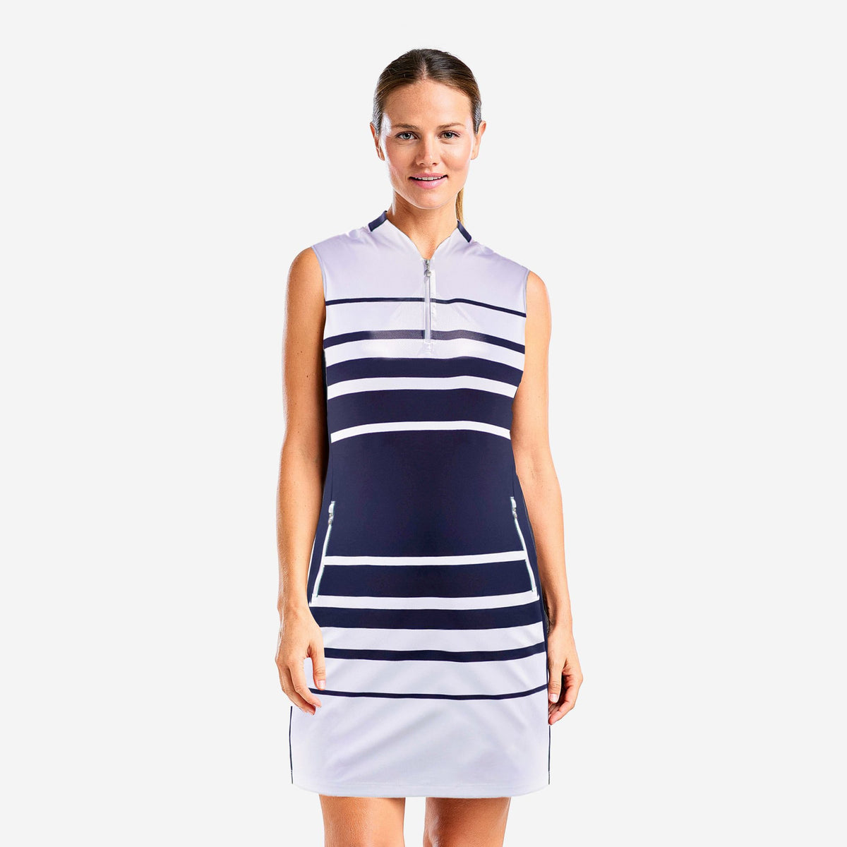 Leanna Dress White - Navy