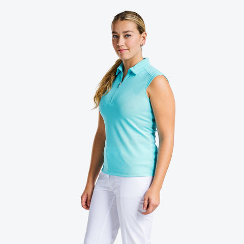 Nikki Polo Sans Manches Bleu Curaçao