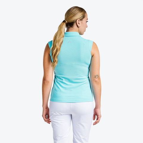 Nikki Sleeveless Polo Curacao Blue
