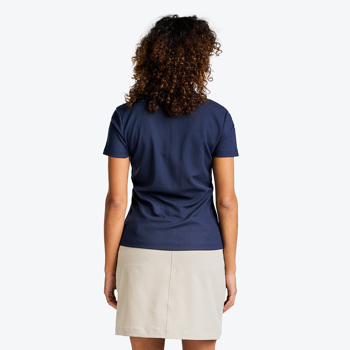 Brenna Mock Neck Polo Shirt in Navy